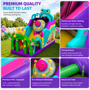 Structure gonflable commerciale à thème monstre avec toboggan et espace de jeu pour enfants, idéale pour la location événementielle - Product Image 5