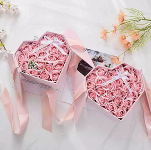 Heart Shape Rigid Gift <b>Boxes</b> with Satin Ribbon in Black <b>Red</b> Pink Blue Paperboard High-End Craft Gift Packaging - Product Image 5