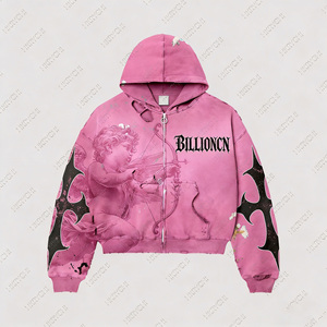Sudadera con Capucha Estampada de Invierno con Lavado Ácido, 100% Algodón, Estilo Urbano para Hombre, con Cremallera, Impermeable, Extra Grande, con Apliques Vintage - Product Image 2