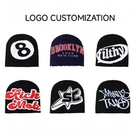 Gorro de Punto Personalizado Y2K con Logotipo Jacquard, Gorro de Invierno con Logotipo en Toda la Superficie, Gorro de Calavera con Bordado 3D para Playa o Negocios