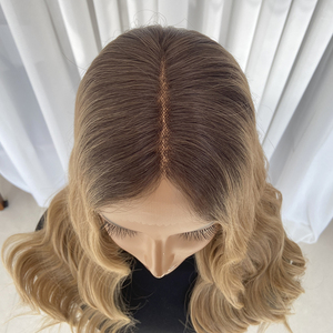 วิกผมหน้าผากลูกไม้แบบยุโรป ไฮไลท์สีออมเบร ผมแท้บริสุทธิ์  พร้อมปมเล็กๆ สำหรับผู้หญิงที่มีปัญหาผมร่วง # B3-9-23 - Product Image 4
