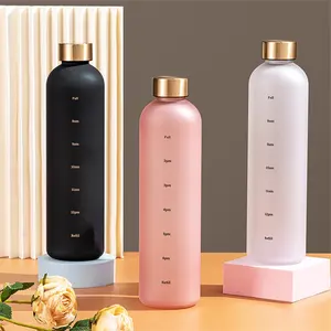 New Trend Eco Friendly Printed 1000Ml Custom Logo Water Bottle Light Tea Glass Bottles For Drink