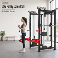 Station de fitness commerciale d'intérieur robuste 3-en-1 : rack de musculation, machine Smith et poulie de déplacement