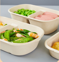 Boîte à bento jetable en papier 30 oz avec couvercles en PET/PP/pulpe, récipient pour repas légers, boîte à lunch en pulpe, biodégradable, nouveau produit
