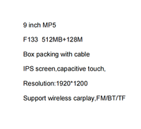 Reproductor MP5 para Auto de 9 Pulgadas HD con Pantalla Táctil, CarPlay Inalámbrico, Llamadas Manos Libres por Bluetooth, Reproductor Multimedia para Vehículo con Pantalla IPS