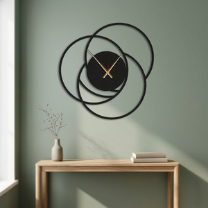 Minimalist Geometric <b>Wall</b> <b>Clock</b> Black Metal Abstract Design Silent Quartz Analog Hanging <b>Clock</b> for <b>Living</b> <b>Room</b> - Product Image 5