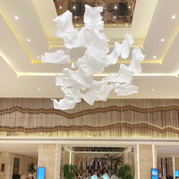 Grand luminaire d'escalier en cristal sur mesure, lustre moderne de luxe pour hall d'hôtel, restaurant