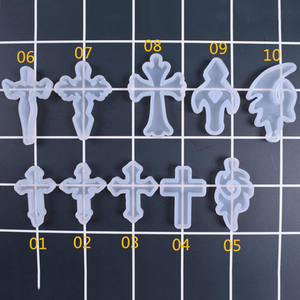 Early Riser 10 pièces de moule en <span class=keywords><strong>Silicone</strong></span> en forme de croix bricolage <span class=keywords><strong>moulage</strong></span> <span class=keywords><strong>résine</strong></span> décorative faisant le moule convient aux bijoux pendentif - Product Image 2