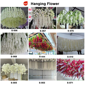 Fleur suspendue lisse avec des fleurs suspendues de glycine blanche avec des forums de mariage de réception en tissu - Product Image 2
