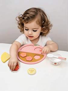 Strawberry <strong>Lunch</strong> Play <strong>Set</strong> Wooden Pretend Play Food <strong>Set</strong>, Simulation Partition Plate Meal Toy for Kids Role Play - Product Image 5