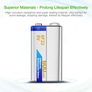 Batteria ricaricabile ricaricabile da 9 Volt batteria a caldo 9 v batterie agli ioni di litio 9 v