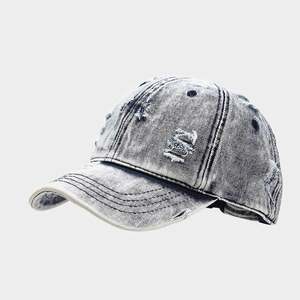 Mode Unique Direct Usine Bas quantité minimale de commande Haute Qualité Vintage Distressed Vintage Casquette de Baseball Plaine Denim Casquette de Baseball - Product Image 2