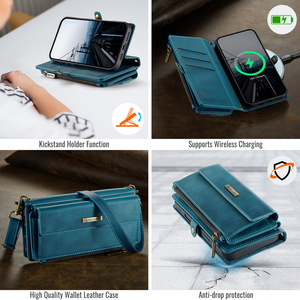 Producto caliente CaseMe, funda de teléfono con billetera de cuero para mujer para <span class=keywords><strong>iPhone</strong></span>, <span class=keywords><strong>tarjetero</strong></span> magnético con cremallera, práctico bolso para teléfono móvil - Product Image 5