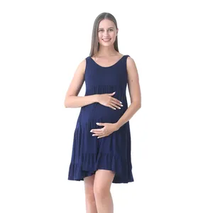 Atacado Mulheres Maternidade Grávida Sem Mangas Vestido Verão Azul Maternidade Vestidos Para Fotografia Vestido