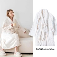 Peignoir en flanelle blanche unisexe, nouvelle arrivée, en gros, peignoir de luxe pour hôtel et spa, peignoir personnalisé pour femmes, pyjama