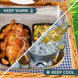 Panier en <span class=keywords><strong>osier</strong></span> fait main avec sac isotherme pour le camping en plein air, superbes cadeaux pour mariage, anniversaire, paniers <span class=keywords><strong>de</strong></span> pique-nique en <span class=keywords><strong>osier</strong></span> - Product Image 4