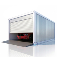 Garage conteneur plat personnalisable avec porte à enroulement, structure en acier, abri portable pour le stockage de véhicules et l'entrepôt d'outils