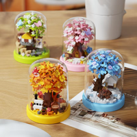Mini 3D bricolage ensemble de blocs en plastique enfants blocs de construction de construction de table avec quatre saisons décorations de maison d'arbre