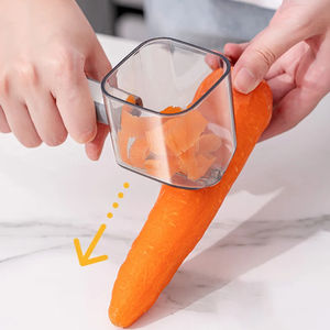 Gadget de cuisine Éplucheur à tête unique en acier inoxydable Éplucheur créatif à long manche pour légumes et fruits avec rangement - Product Image 1