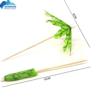 Piques à cocktail en forme de <span class=keywords><strong>palmier</strong></span> faits à la main, parapluies en papier vert, piques en <span class=keywords><strong>bois</strong></span>, piques à cocktail en forme de <span class=keywords><strong>palmier</strong></span> de coco - Product Image 4