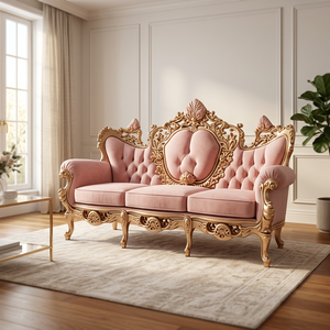 Sofá Tradicional Convertible de 3 Plazas en Madera de Teca Sólida, con Cojines de Espuma Tallados de Lujo, para Sala de Estar - Product Image 4
