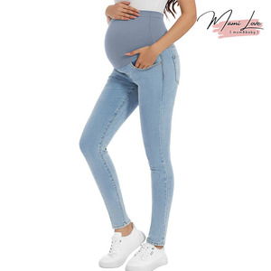 Leggings de yoga de maternité taille haute, moulants, extensibles, respirants, en <span class=keywords><strong>jean</strong></span>, pour la <span class=keywords><strong>grossesse</strong></span> - Product Image 1