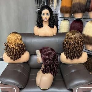 Pelucas de Cabello Humano al por Mayor a Precios Económicos, Peluca de Cabello Fumi, 14 Pulgadas # Peluca de Encaje Frontal 99J Spring Curl 13*4 - Product Image 4