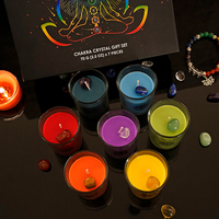 Vente en gros, étiquette privée, Chakra, 7 paquets, cristal spirituel, aromathérapie, étain, bougie parfumée, coffret cadeau