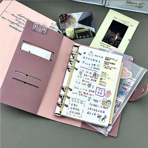 Quaderno A6 con Bottoni a Pressione, Doppio Porta Carte, Tasca per Note Adesive, Grande Raccoglitore <span class=keywords><strong>ad</strong></span> <span class=keywords><strong>Anelli</strong></span> in Morbida Pelle, Diario Portatile - Product Image 2