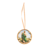 Ornamen Resin Katolik Dua Sisi Desain Kustom Cetak UV Timbul Dekorasi Gantung Religius Hadiah Turis Grosir Partai Besar
