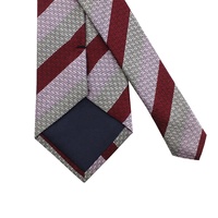 Cravate en soie jacquard 100% tissée sur mesure, décoration tendance, vente en gros, cravate classique à rayures bordeaux, rayures grises, rose pour hommes