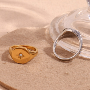 Anillo de Acero Inoxidable Chapado en Oro de 18K con Microincrustaciones de Circonita de Colores, Anillo Delgado y Versátil de Lujo Ligero para Mujer - Product Image 6