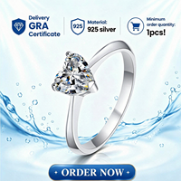 Bague de mariage pour femme en argent sterling 925 avec moissanite en forme de cœur 1ct, 2ct, bijoux de mode