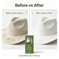 Kit d'entretien de chapeaux en gros : Spray nettoyant avec brosse et serviette, décapant de poussière végétal pour chapeaux Fedora, casquettes de baseball et chapeaux de soleil