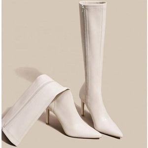 Stivali da Donna con Tacco <span class=keywords><strong>a</strong></span> Spillo al Ginocchio in Pelle Solida, Punta Affusolata, Tacchi Alti, Pompe Invernali per <span class=keywords><strong>Scarpe</strong></span> da Donna - Product Image 2