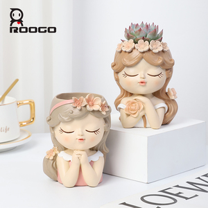 Pot de fleurs en porcelaine ROOGO avec trous de drainage - Décoration de bureau de jardin à domicile écologique et légère pour les plantes - Product Image 2