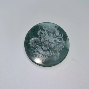Pendentif pour homme en jade naturel, sculpture double dragon, charme protecteur vintage, véritable jade sculpté à la main, style bouddhiste tendance - Product Image 3