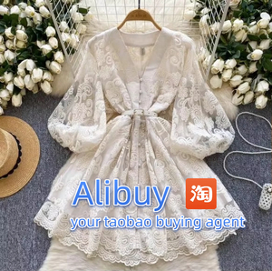 AliExpress mua sắm trực tuyến hệ thống Taobao Indonesia mùa hè Dresses đèn lồng tay áo nút A-line thanh lịch ăn mặc người mua từ Trung Quốc - Product Image 2