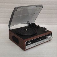 Tourne-disque vintage en bois MDF, directement de l'usine, 3 vitesses, compatible vinyle, cassette, USB, carte SD, Bluetooth, haut-parleur intégré, AUX, RCA