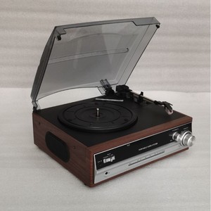 Tourne-disque vintage en bois MDF, directement de l'usine, 3 vitesses, compatible vinyle, cassette, USB, carte SD, Bluetooth, haut-parleur intégré, AUX, RCA - Product Image 2
