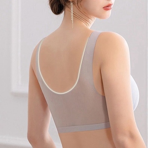 เสื้อกล้ามเสริมฟองน้ำสำหรับฤดูร้อน ไซส์ M~5XL บราดันทรง 3/4 คัพ ผ้าไหมน้ำแข็ง ชุดชั้นในสตรี บราไร้ตะเข็บ บราสำหรับนอน บราไร้สายหลัง - Product Image 2