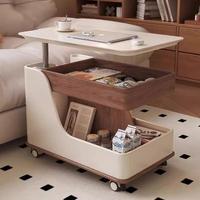 Table basse en bois massif multifonctionnelle réglable et mobile, plateau en ardoise, design moderne, petite table d'appoint pour salon