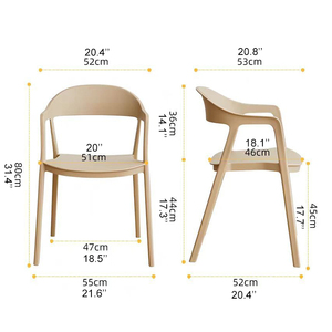 Sillas Modernas TUQ CHAIR de Plástico Resistente con Respaldo Curvo, Sillas de Jardín para <span class=keywords><strong>el</strong></span> Hogar, Comedor, Cafeterías y Sala de Estar - Product Image 3