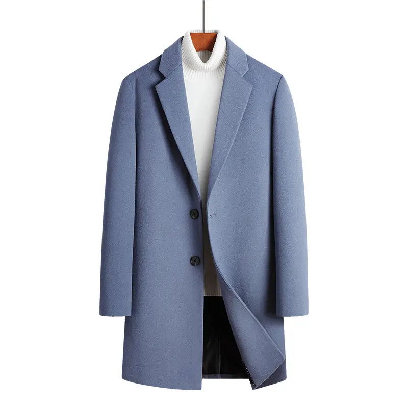 Australasian Wool Single Breasted trench coat men wool Long-Sleeve Plush Peacoat men wool coat