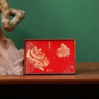 Support de présentation de table en laiton et bois massif avec peinture de poisson porte-bonheur, style chinois, pour la décoration intérieure