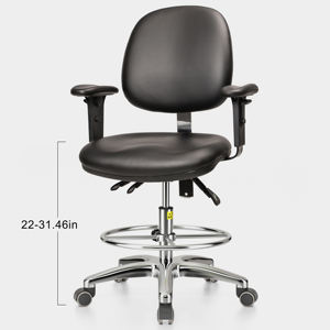 Silla de laboratorio de cuero PU antiestática ESD para uso escolar Elevador de taller moderno sin polvo Función de balanceo giratorio para almacenes - Product Image 1