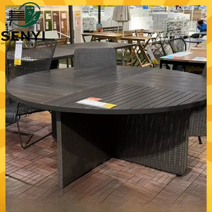VITTSKAR Mesa Vitessca, Ratán Plástico, Mesa de Comedor Gris Oscuro 187 centímetros - Product Image 2
