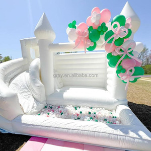 Nouveau populaire blanc enfants ballons fête et maison de rebond toboggan Combo château <span class=keywords><strong>gonflable</strong></span> extérieur avec fosse à balles - Product Image 1