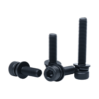Vis à tête cylindrique en acier inoxydable 304 noir avec embout fraisé, avec ressort et rondelle plate, vente en gros