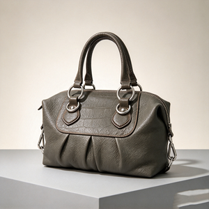 Retro Ladies Top <b>Handle</b> <b>Handbag</b> Soft Faux Leather With Metal Ring Decor Removable Shoulder Strap - Product Image 3